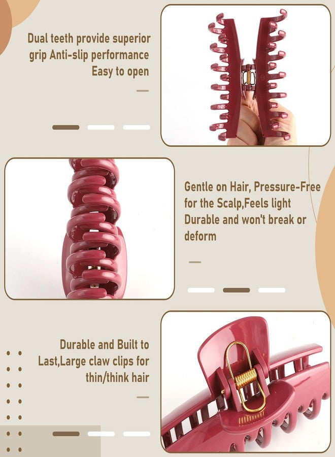 CHLINS 4 Pack Silicone Flexible Hair Claw Clips - Nonslip Large Bendable Soft Claw Clip for Women, Silicone Hair Clips Hair Accessories - Image 2